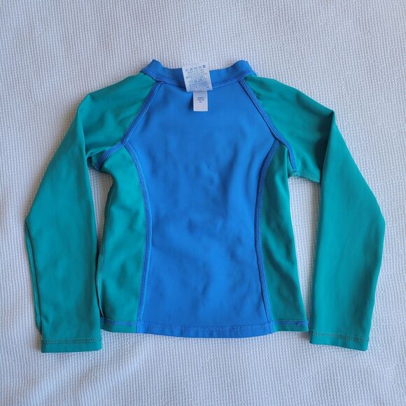 LANDS End Kids 4T Long Sleeve Watermelon Rash Guard Colorblock Mockneck Swim - Picture 5 of 9